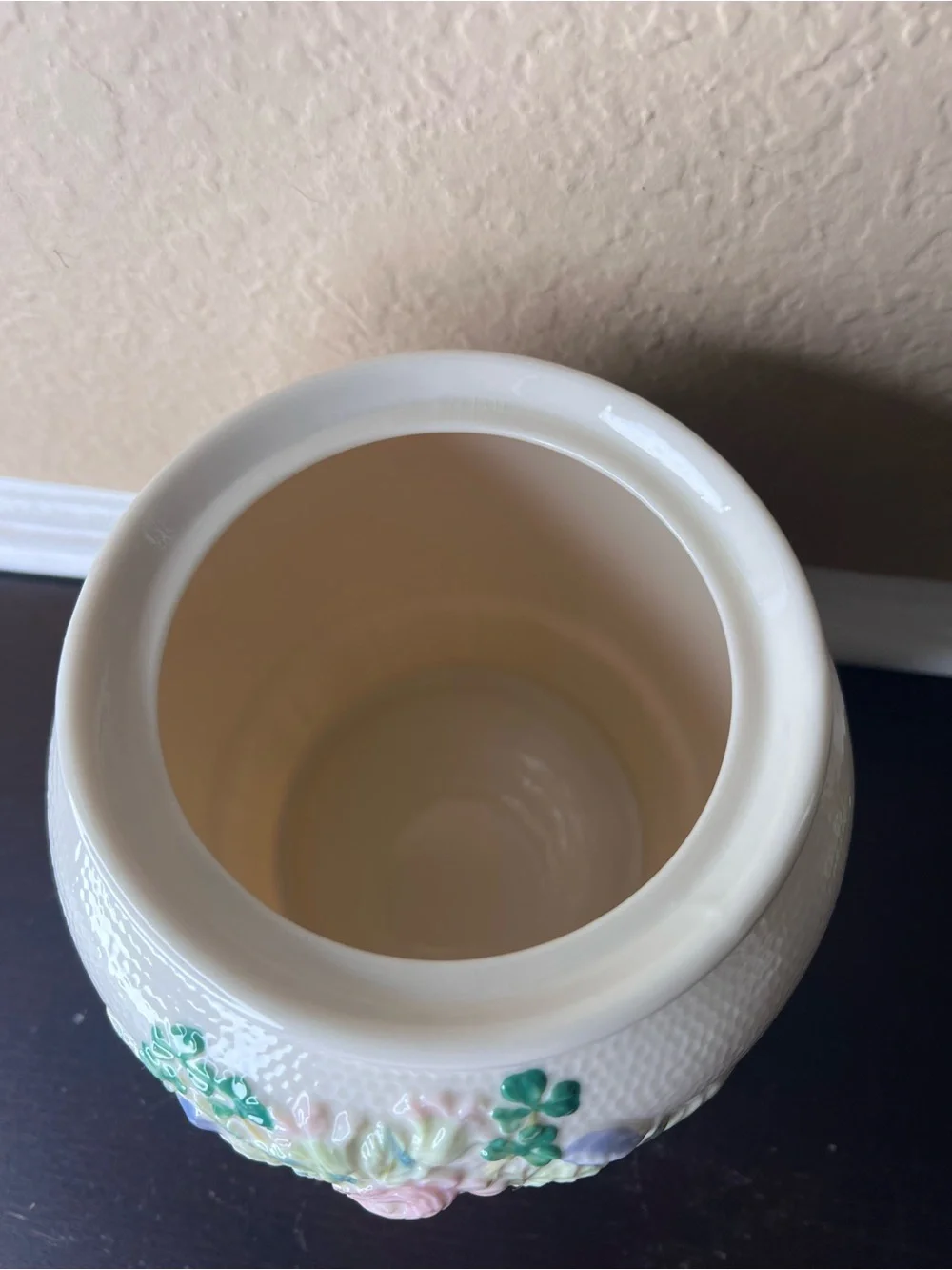 Vintage Belleek Ireland Killarney Rose Biscuit Barrel, Irish Cookie Jar With Lid